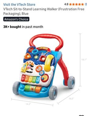 VTech Sit-to-Stand Learning Walker (Frustration Free Packaging), Blue